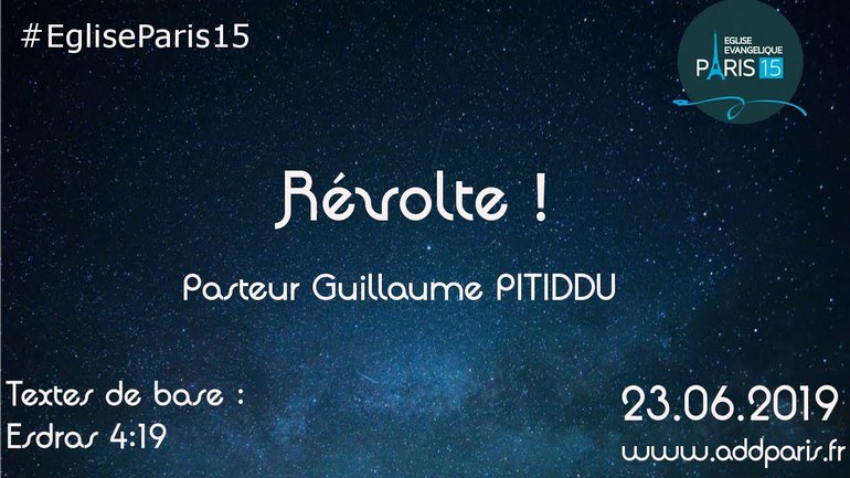 Révolte ! - Pasteur Guillaume PITIDDU