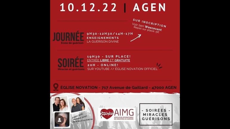 Ecole de guérison AIMG - session 4 -  10 décembre 2022  -  Eglise Novation Agen