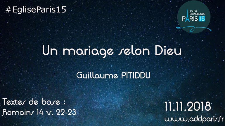 Un mariage selon Dieu - Pasteur Guillaume PITIDDU