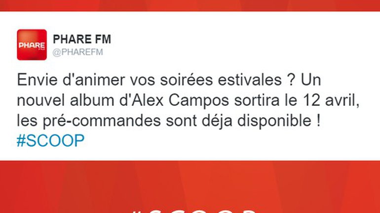 SCOOP – Alex Campos : Un nouvel album pour le 12 avril !